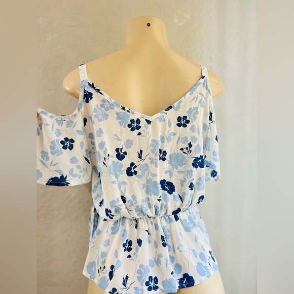 Sienna Sky floral bare shoulders peplum top with bow tie waist size S - Picture 6 of 12